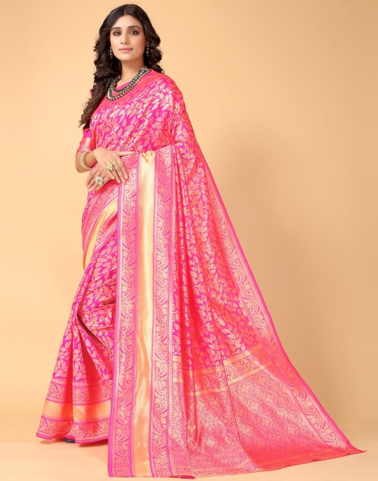 Pink And Golden Silk Saree | Sudathi