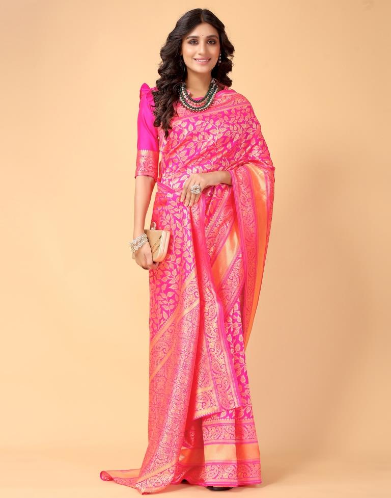 Pink And Golden Silk Saree | Sudathi