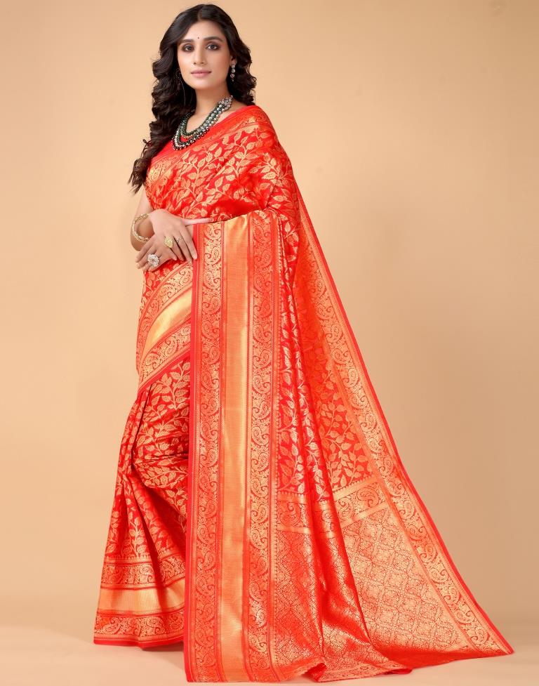 Red And Golden Silk Saree | Sudathi