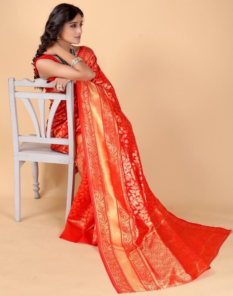 Red And Golden Silk Saree | Sudathi