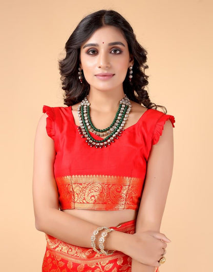 Red And Golden Silk Saree | Sudathi