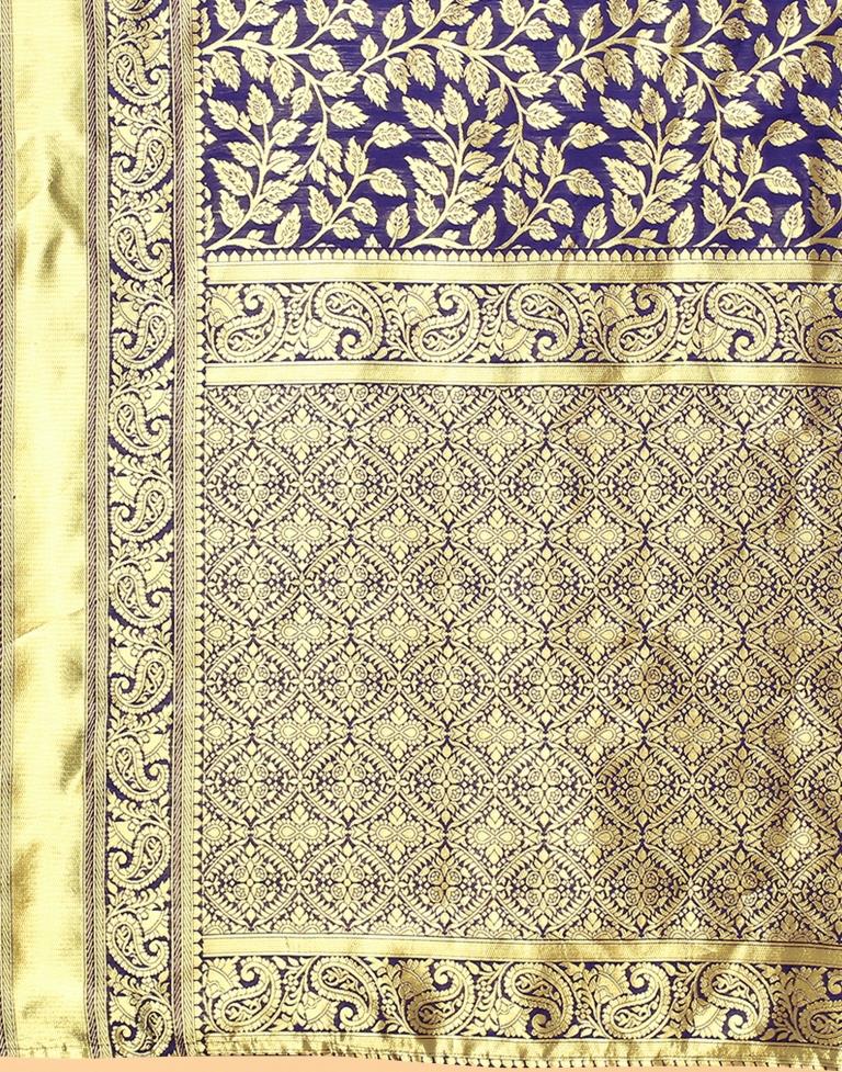 Navy Blue And Golden Silk Saree | Sudathi