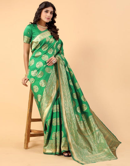 Green And Golden Silk Saree | Sudathi