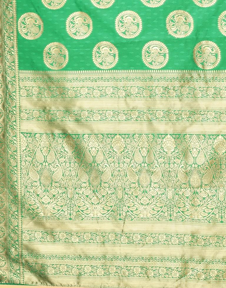Green And Golden Silk Saree | Sudathi