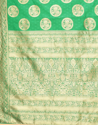 Green And Golden Silk Saree | Sudathi