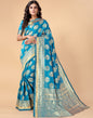 Peacock Blue And Golden Silk Saree | Sudathi