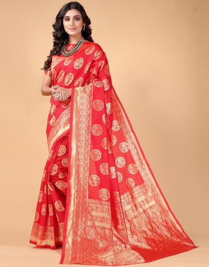 Red And Golden Silk Saree | Sudathi