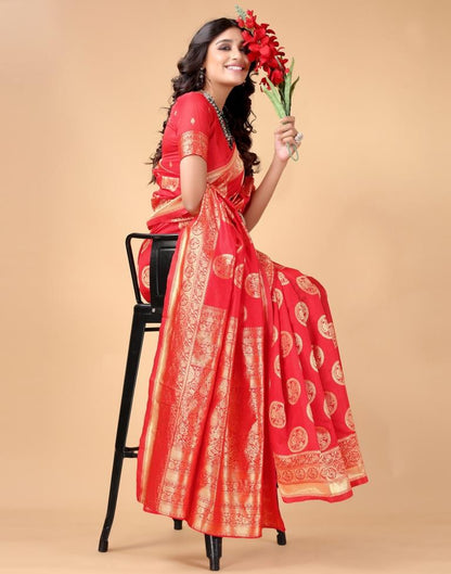 Red And Golden Silk Saree | Sudathi