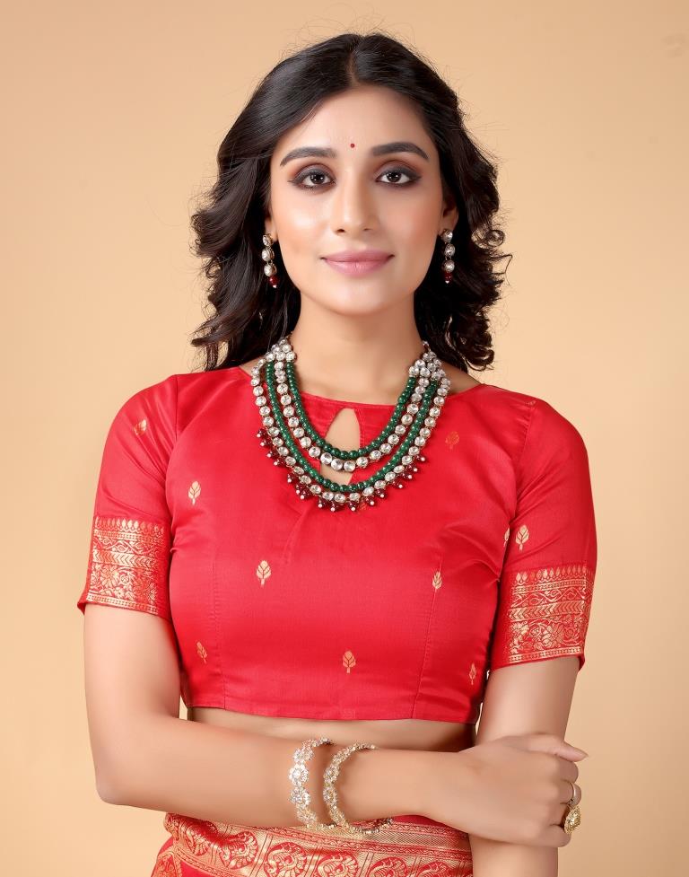 Red And Golden Silk Saree | Sudathi