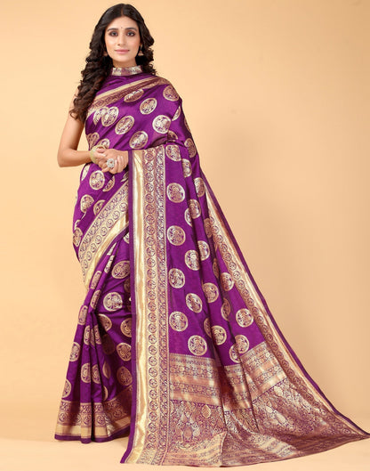 Magenta And Golden Silk Saree | Sudathi