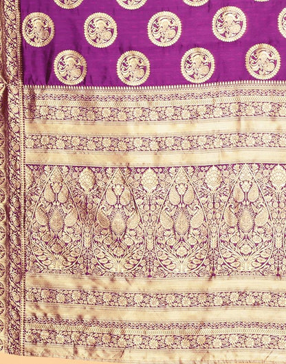 Magenta And Golden Silk Saree | Sudathi