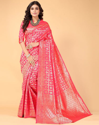 Neon Pink And Golden Silk Saree | Sudathi