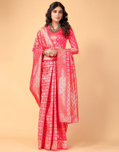 Neon Pink And Golden Silk Saree | Sudathi