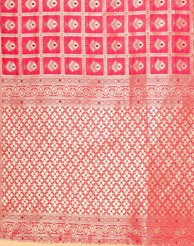 Neon Pink And Golden Silk Saree | Sudathi