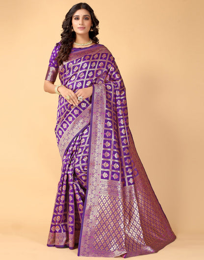 Violet And Golden Silk Saree | Sudathi