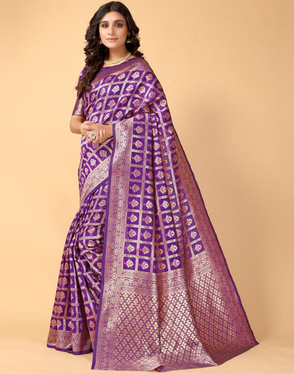 Violet And Golden Silk Saree | Sudathi