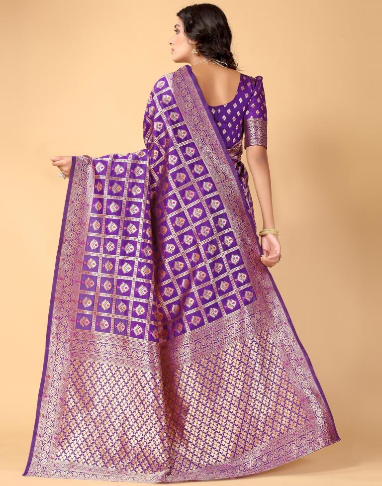 Violet And Golden Silk Saree | Sudathi