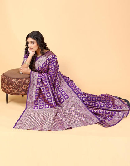 Violet And Golden Silk Saree | Sudathi