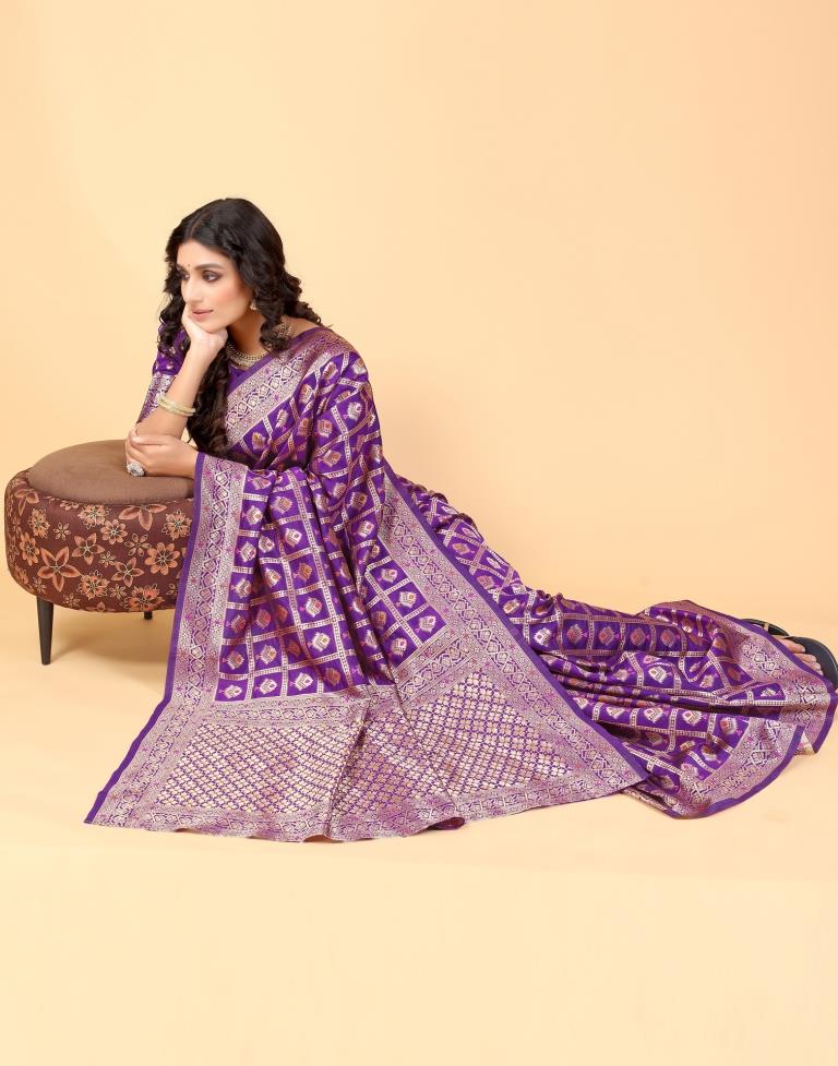 Violet And Golden Silk Saree | Sudathi