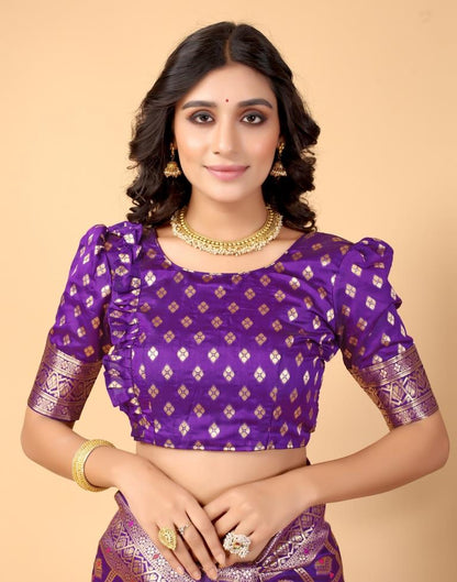 Violet And Golden Silk Saree | Sudathi
