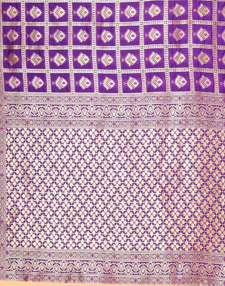 Violet And Golden Silk Saree | Sudathi