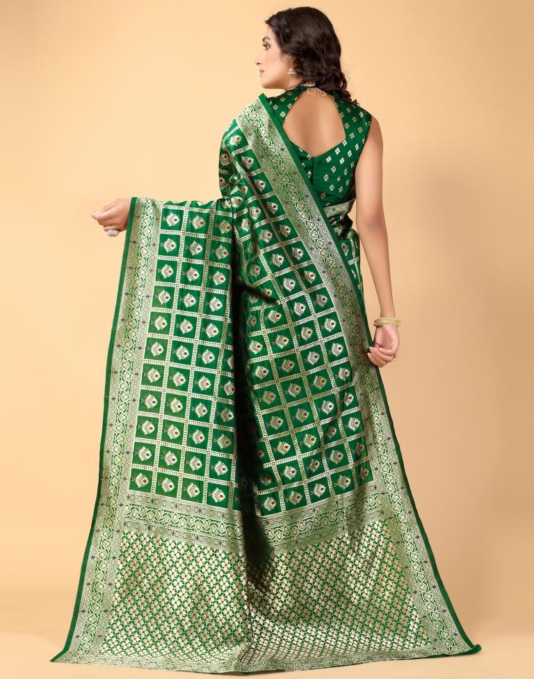 Green And Golden Silk Saree | Sudathi