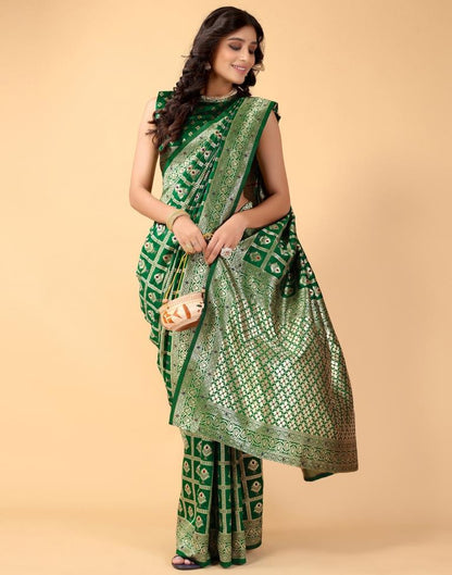 Green And Golden Silk Saree | Sudathi