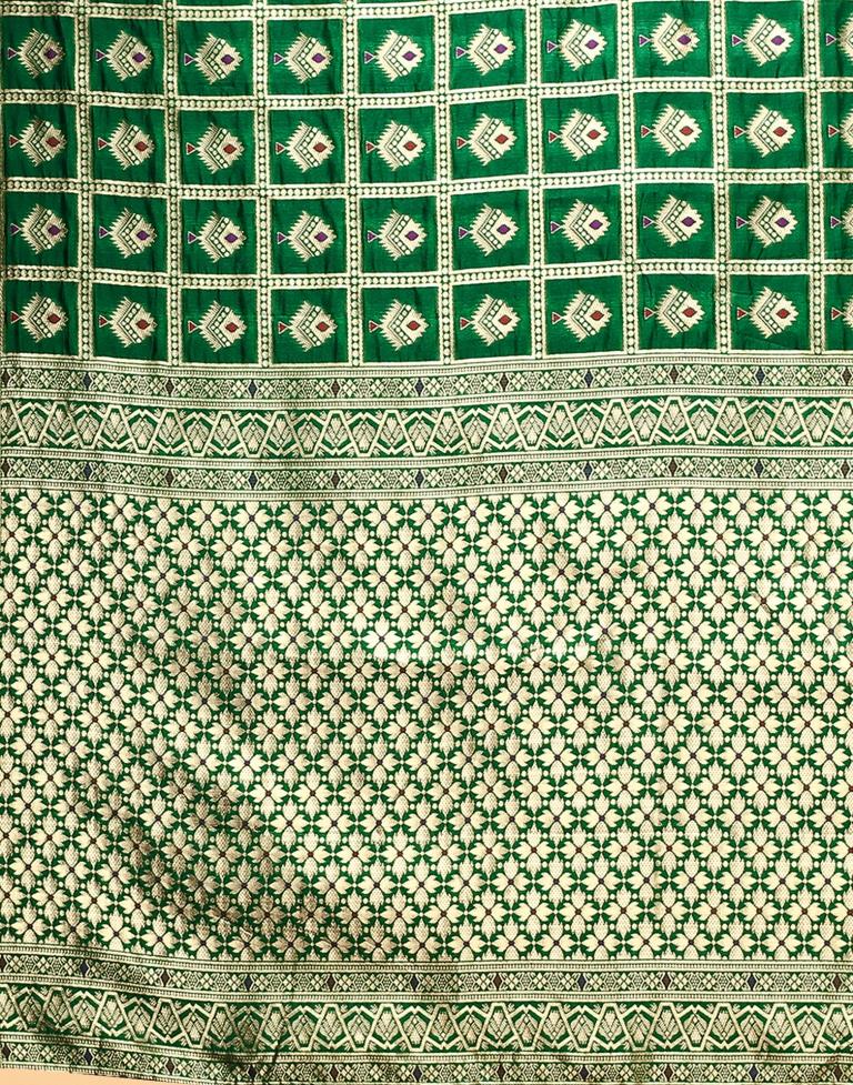 Green And Golden Silk Saree | Sudathi