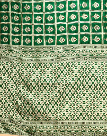 Green And Golden Silk Saree | Sudathi
