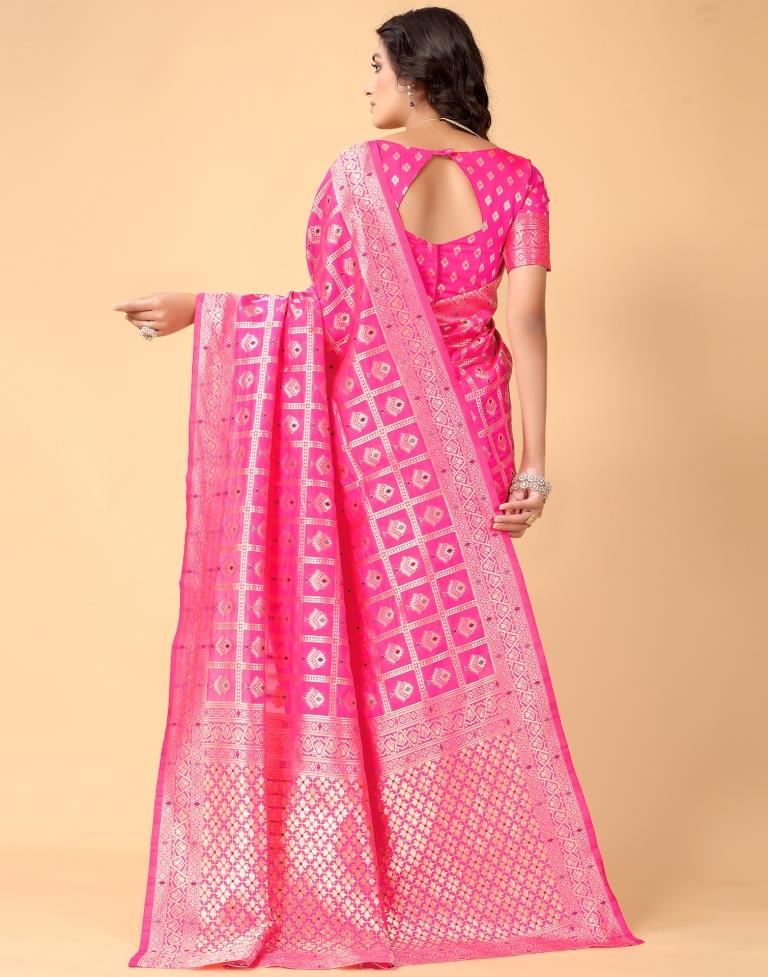 Pink And Golden Silk Saree | Sudathi