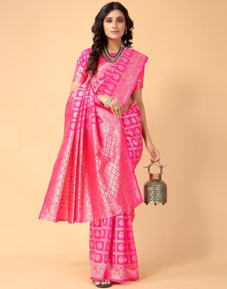 Pink And Golden Silk Saree | Sudathi