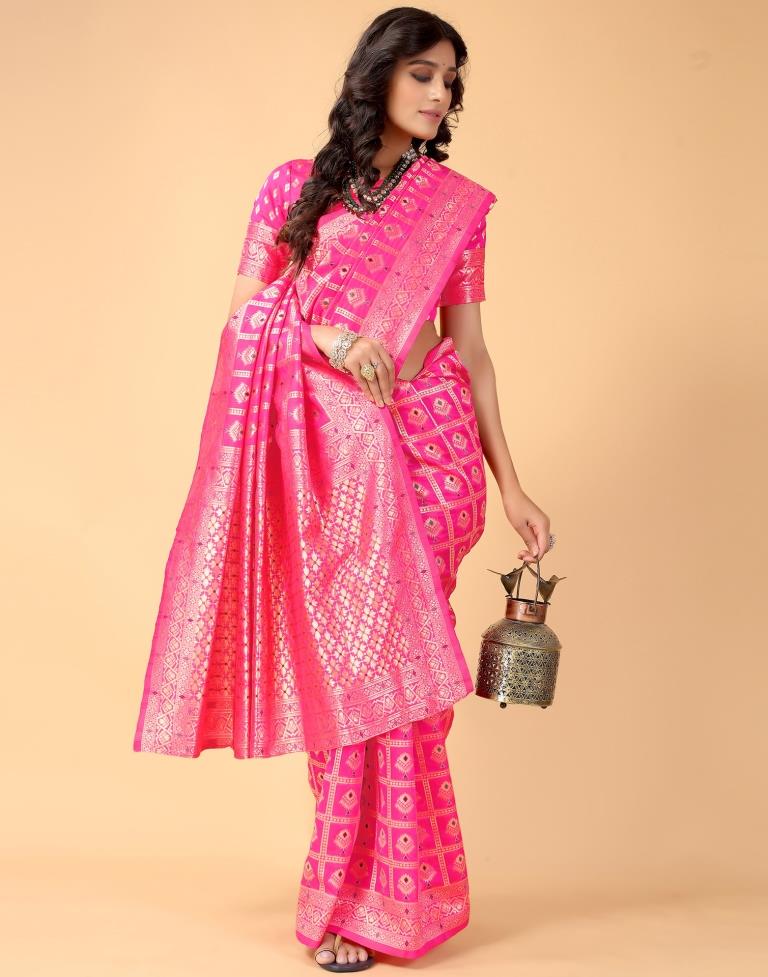Pink And Golden Silk Saree | Sudathi