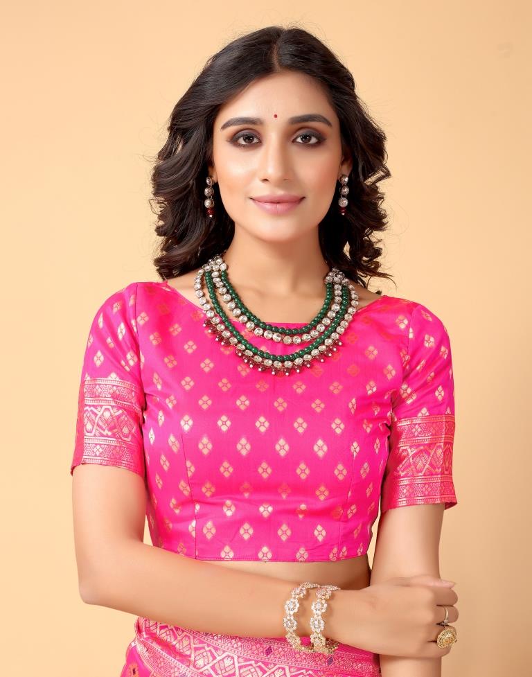 Pink And Golden Silk Saree | Sudathi