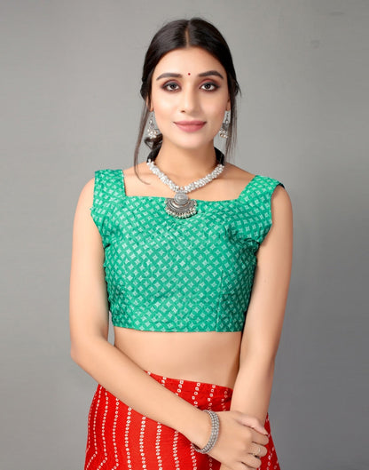 Red Bandhani Silk Saree | Sudathi