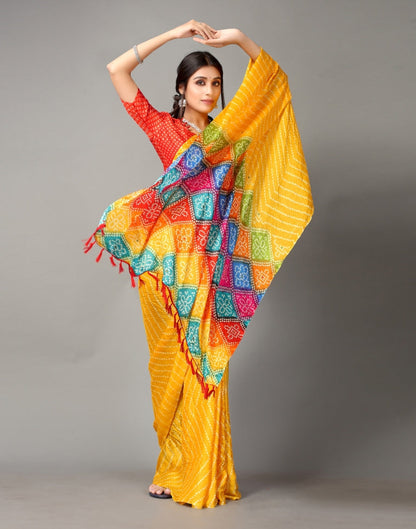 Yellow Bandhani Silk Saree | Sudathi