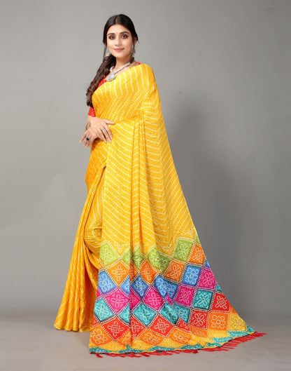 Yellow Bandhani Silk Saree | Sudathi