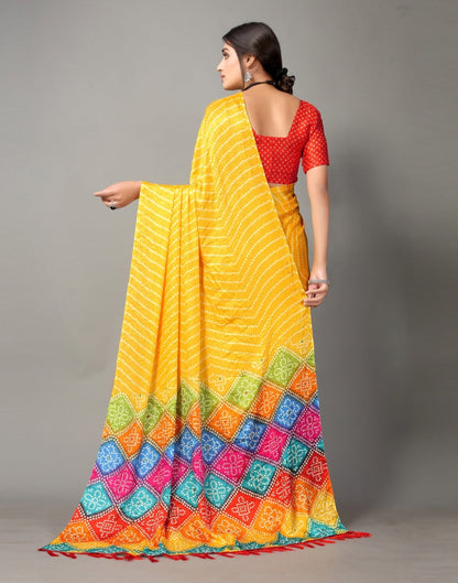 Yellow Bandhani Silk Saree | Sudathi