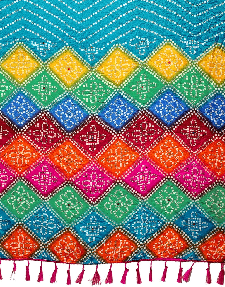 Sky Blue Bandhani Silk Saree | Sudathi