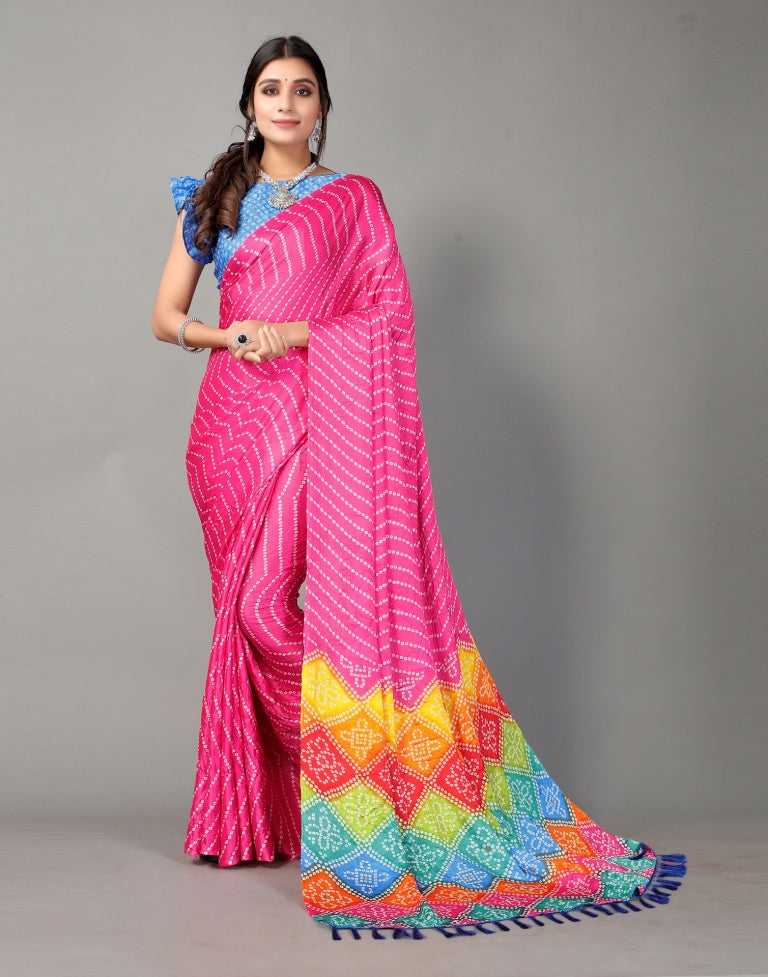 Pink Bandhani Silk Saree | Sudathi