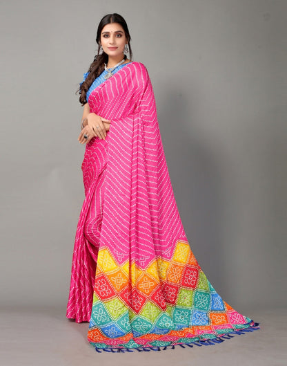 Pink Bandhani Silk Saree | Sudathi