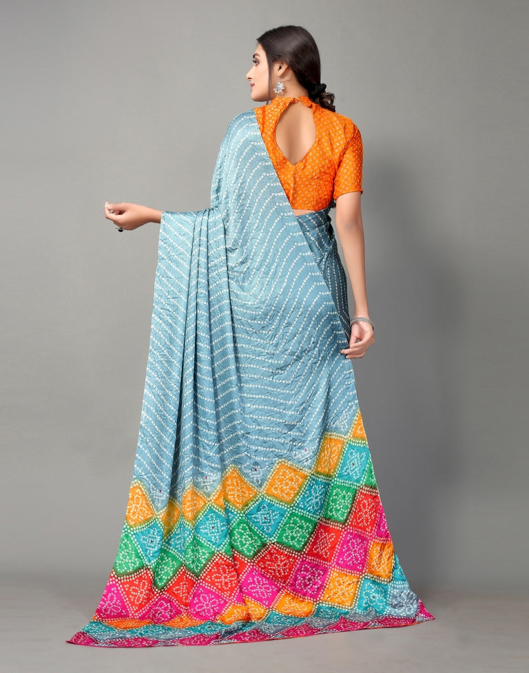 Light Blue Bandhani Silk Saree | Sudathi