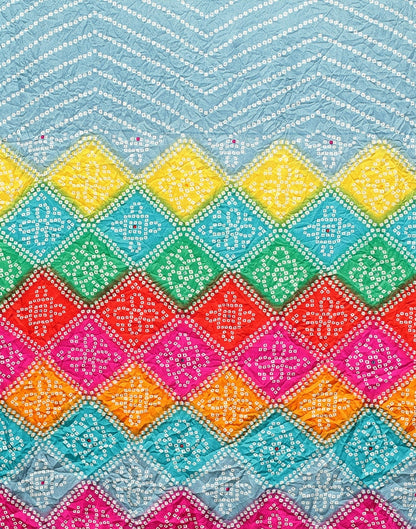 Light Blue Bandhani Silk Saree | Sudathi