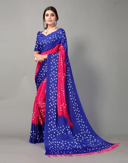 Royal Blue and Hot Pink Bandhani Silk Saree | Sudathi