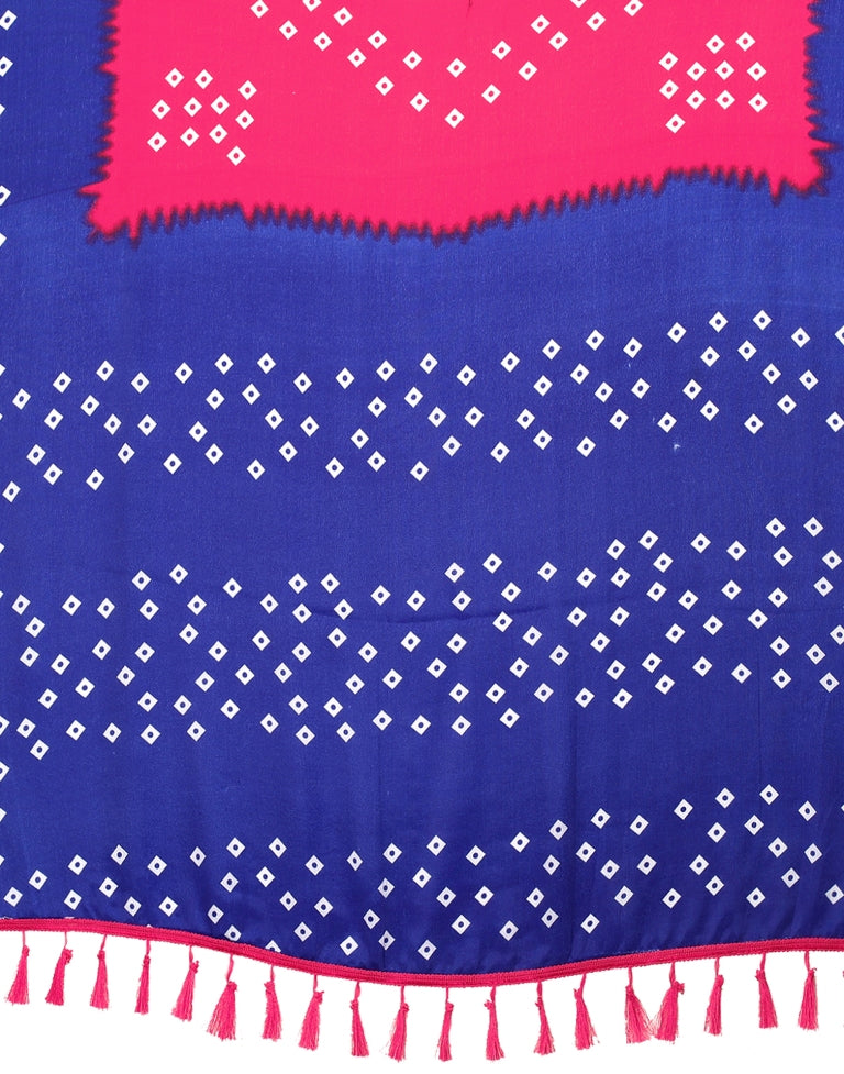 Royal Blue and Hot Pink Bandhani Silk Saree | Sudathi