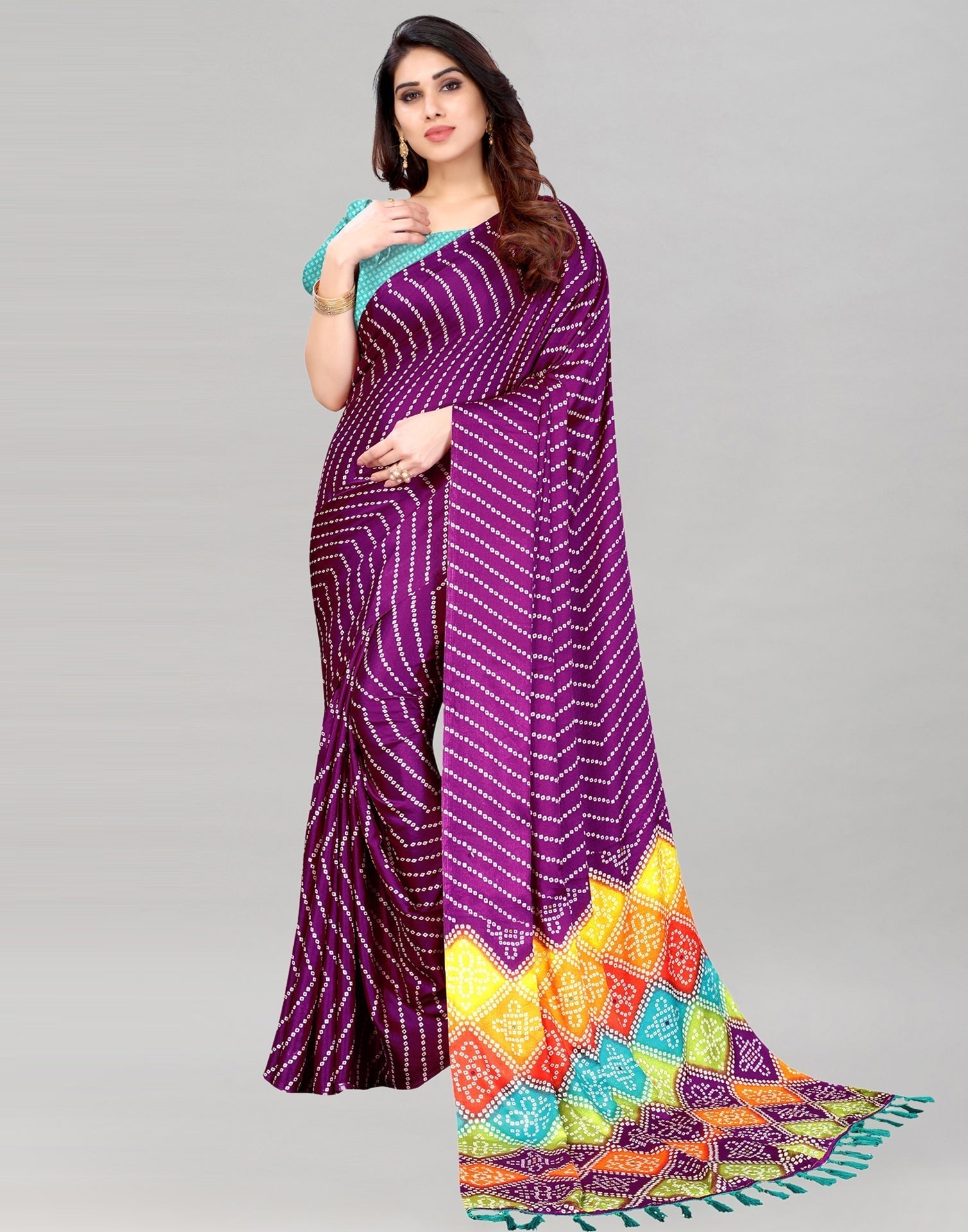 Purple Bandhani Silk Saree | Sudathi