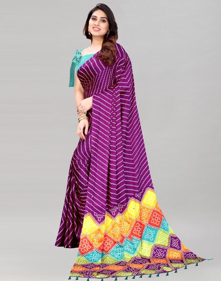 Purple Bandhani Silk Saree | Sudathi
