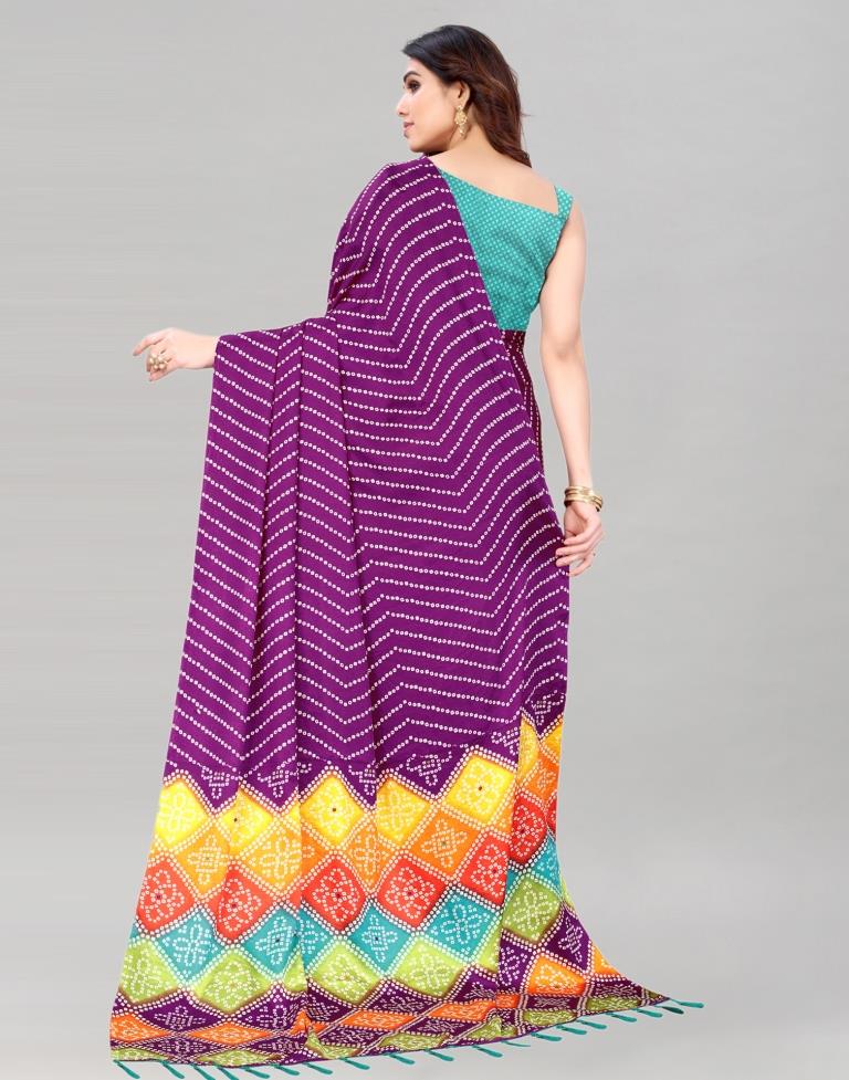 Purple Bandhani Silk Saree | Sudathi