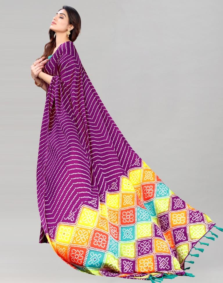 Purple Bandhani Silk Saree | Sudathi
