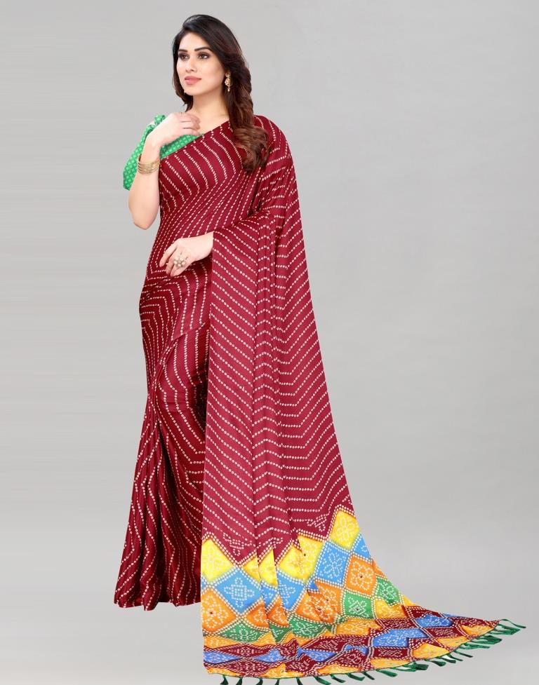 Maroon Bandhani Silk Saree | Sudathi