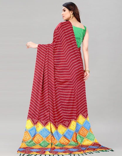 Maroon Bandhani Silk Saree | Sudathi